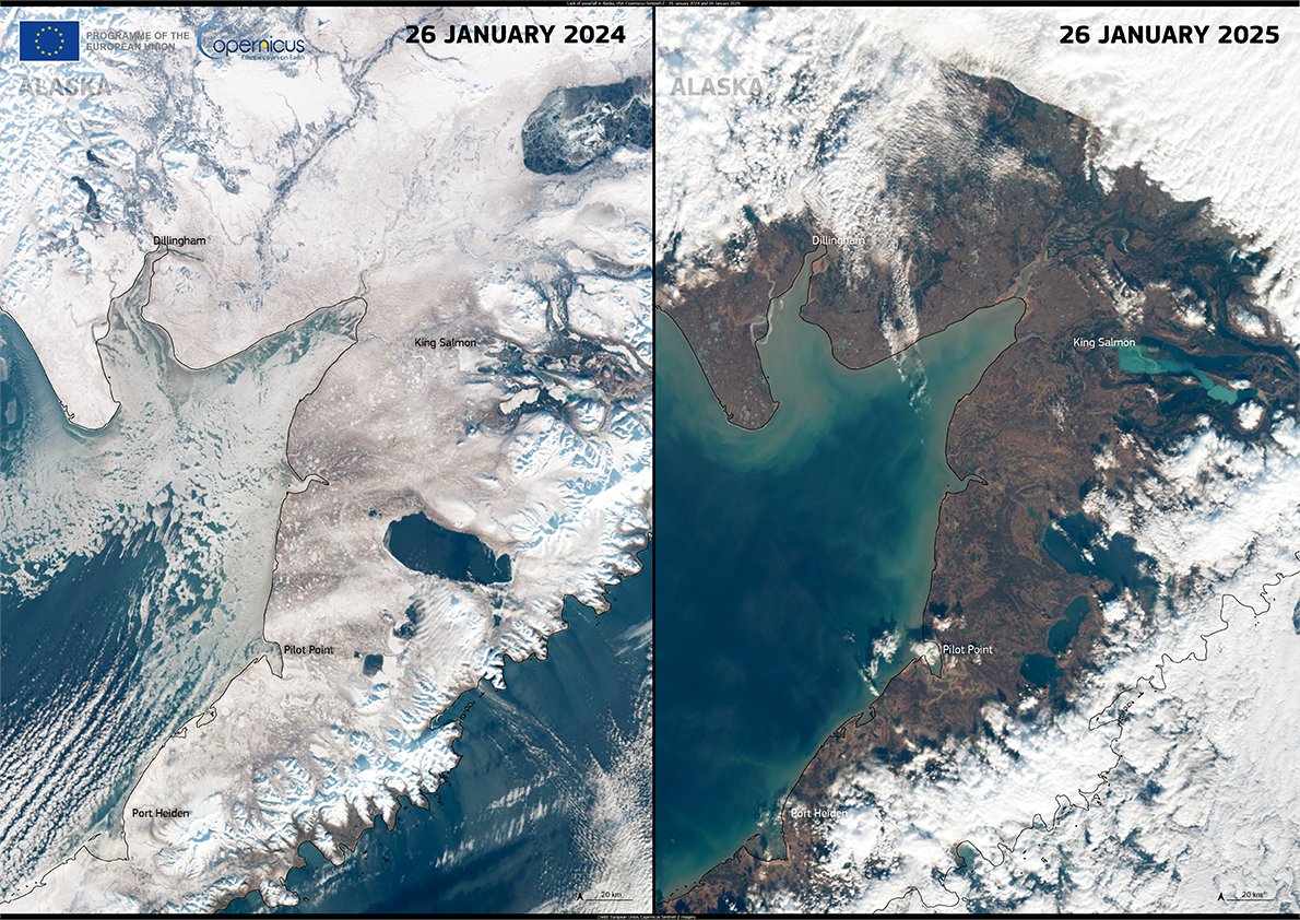 🚨 Alaska sees a dramatic dip in snow coverage! Since December 2024, temperatures have soared above average, impacting many areas. The Arctic is warming at unprecedented rates—what happens in the Arctic doesn't stay in the Arctic.