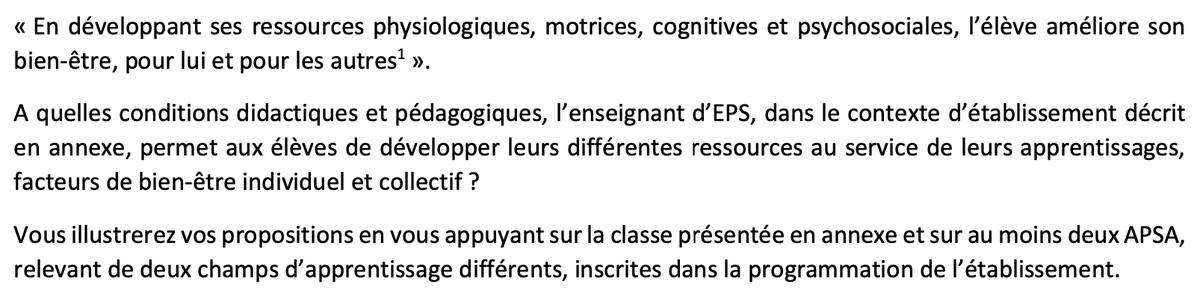 <a href="/capithedip/">kpithedip</a> Voilà le sujet E2 du jour pour l'agrégation interne d'EPS 2025. Également large !