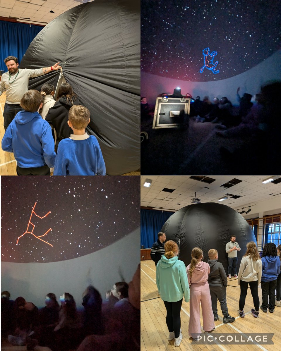 A special surprise for P5/6 today 🤭 a visit from the planetarium 🔭 we enjoyed learning about the solar system, planets and stars! 🌌