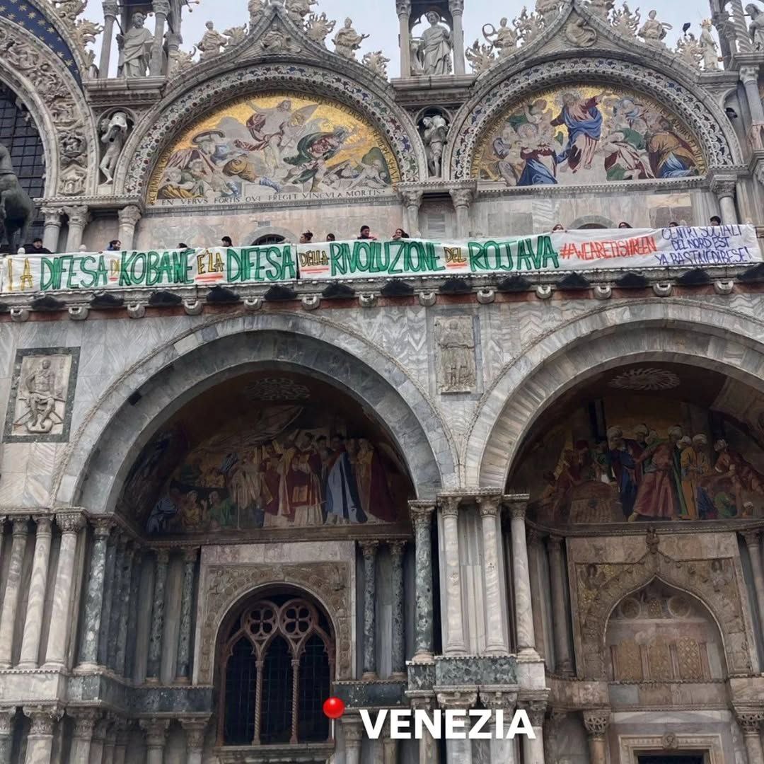 RISEUP4R0JAVA's tweet image. 🟪✊Italy defends Rojava on the 10th anniversary of Kobanê's liberation!
Actions on 26 January across Italy including demonstrations and banner drops in Venice, Milan, Como and Parma
#JinJiyanAzadi
#WomenDefendRojava
@ReteKurdistan