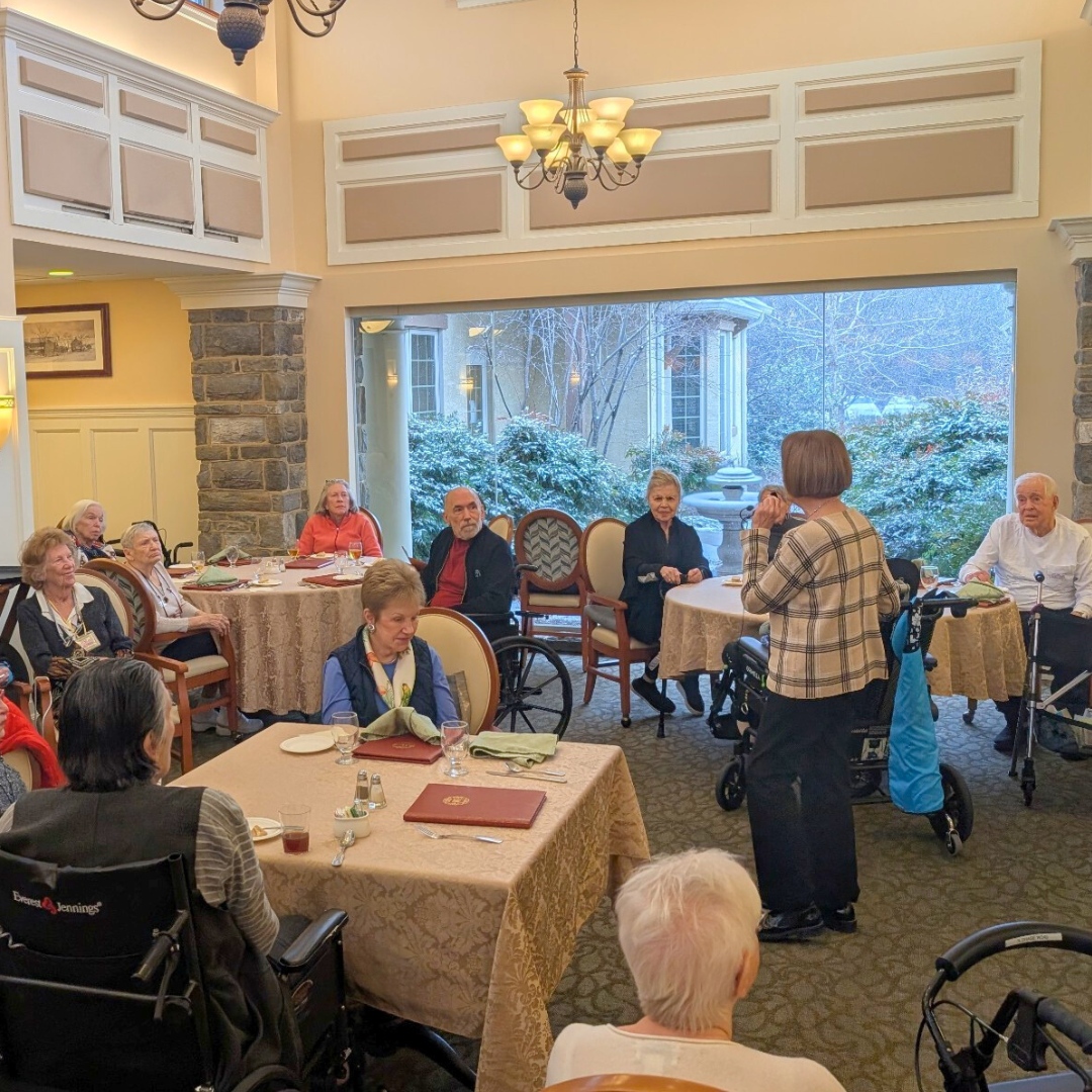 WaverlyHeights's tweet photo. Residents from all levels of care gathered for an afternoon social enjoying sandwiches in the Atrium Dining Room as part of the resident led program, Residents Visiting Residents! 🏡 https://t.co/Uc34JlIPb7