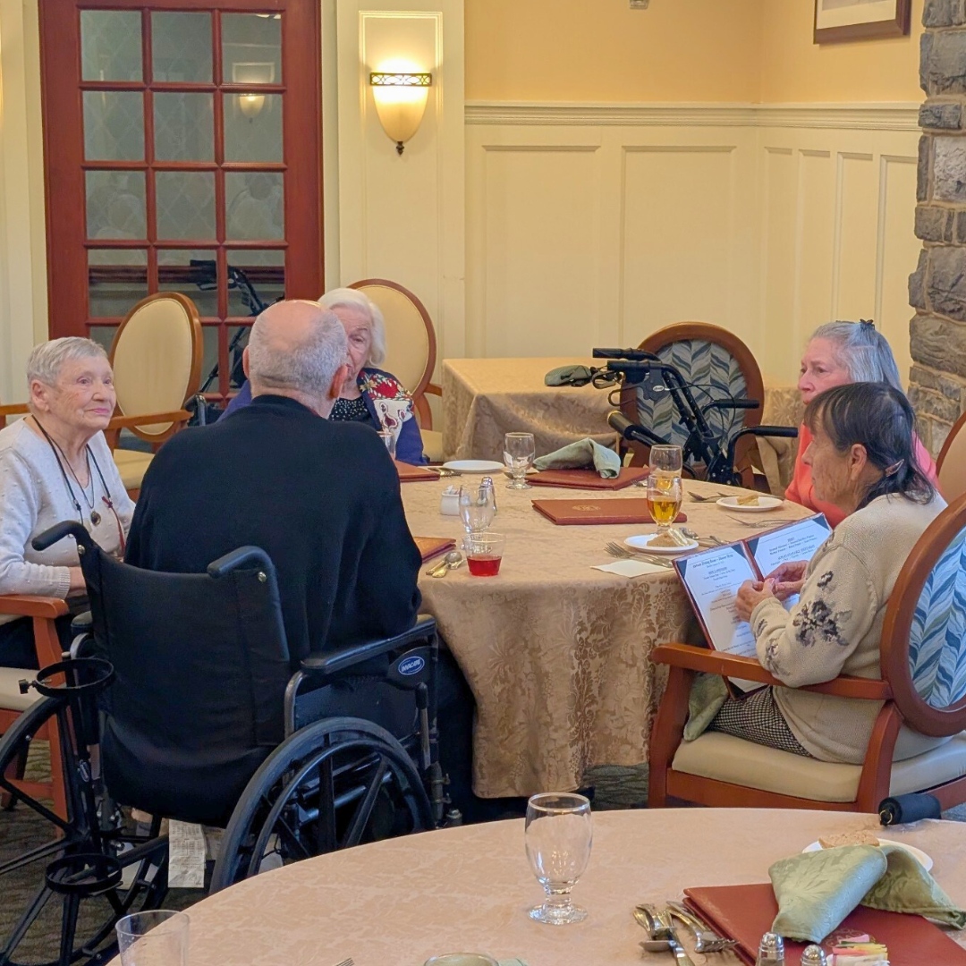 WaverlyHeights's tweet photo. Residents from all levels of care gathered for an afternoon social enjoying sandwiches in the Atrium Dining Room as part of the resident led program, Residents Visiting Residents! 🏡 https://t.co/Uc34JlIPb7