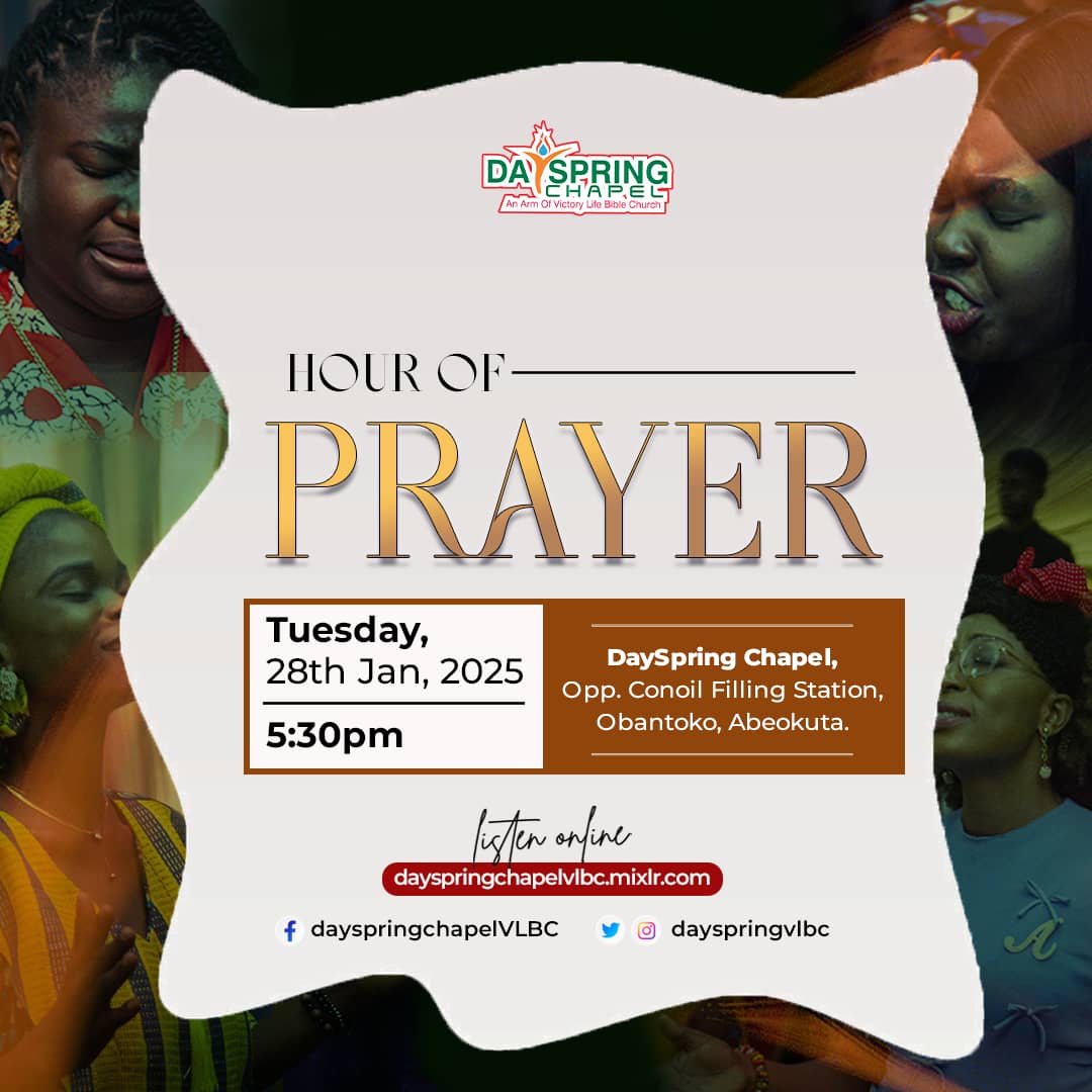 DaySpringVLBC's tweet image. We are live

Join the prayer meeting with  DaySpringChapel on Mixlr:
dayspringchapelvlbc.mixlr.com

#DaySpringChapel
#PrayerHour