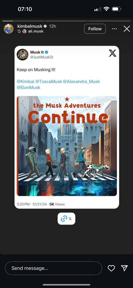 vemutlu's tweet photo. Hazır aile meme projeleri revaçtayken, $MUSKIT projesine bir bakalım.

Projeyi  Musk ailesinden @kimbal ve Alexandra Musk'ın yanı sıra @teslaownersSV'nin resmi X hesabı doğrudan desteklemiş. Anladığım kadarıyla projede bir marketing süreci dönmüş ve MEXC listelemesi gelmiş.

Şimdi aldığım bazı duyumlara göre yeni bir marketing sürecinin eli kulağında ki aile meme tokenlarının revaçta olduğu bu dönemde bu baya mümkün gibi duruyor.

Bu nedenle ben de küçük bir alım yaptım. Ancak sizlere de alın demiyorum; sonuçta herkesin kendi riski.