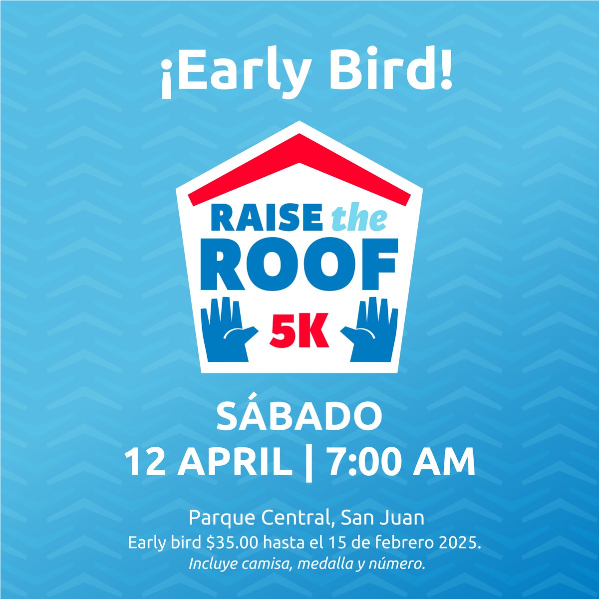 TechosPaMiGente's tweet photo. ¡Aprovecha el Early Bird! 🏃‍♀️💥

Regístrate al Raise the Roof 5K por $35 antes del 15 de febrero. ¡No dejes pasar esta oferta!
👕 Camiseta épica, 🏅 medalla y mucho más.

🔗 https://t.co/2bfjqHVLXu

¡Nos vemos en la carrera!

#RaiseTheRoof5K #TechosPaMiGente #NosMueveElAmor https://t.co/gf6ZH05SFN