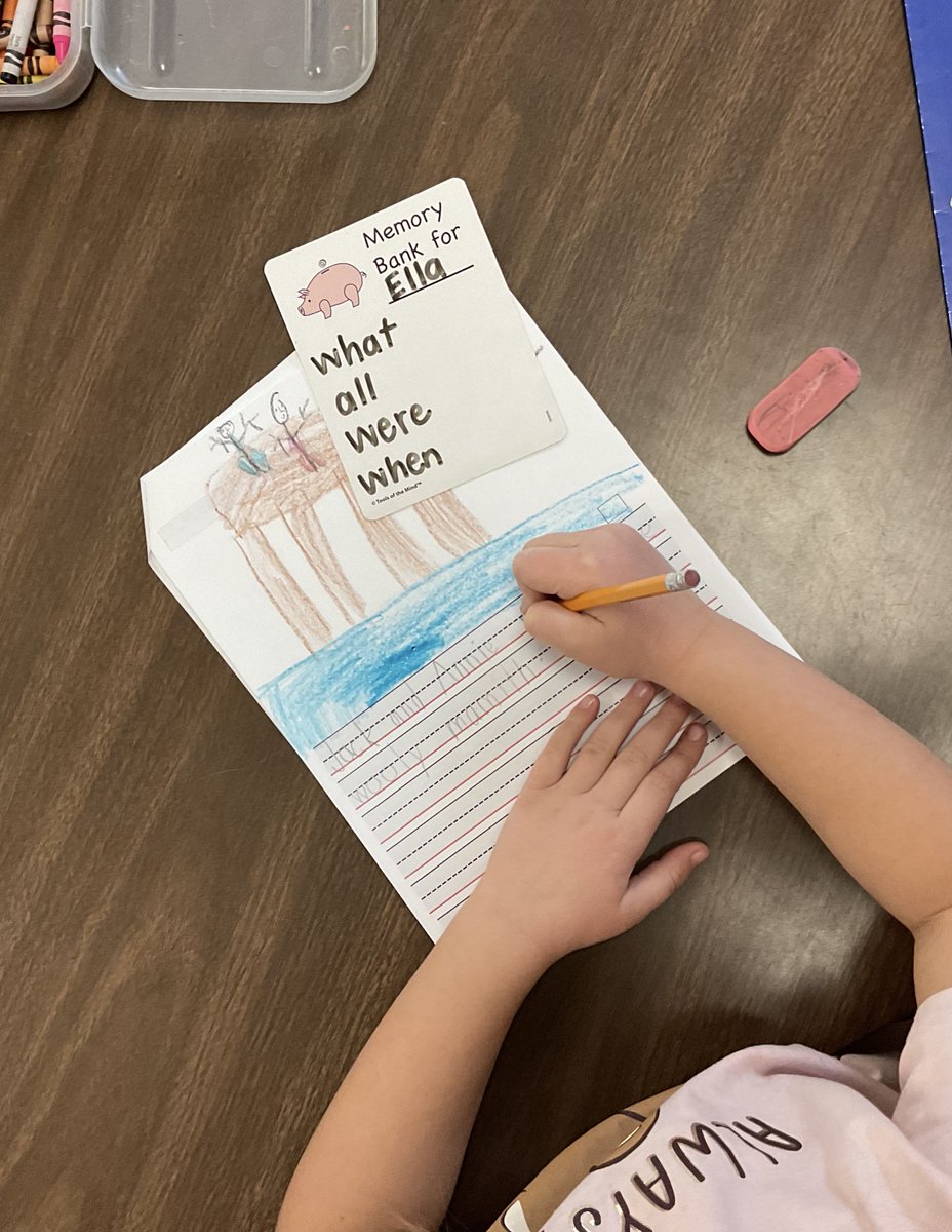 Individual Memory Banks help students with words they are struggling with reading or writing. Today, Ella used hers to help fix her spelling of “were”!
#kindergarten #school #ToolsoftheMind #reading #writing #earlychildhood
