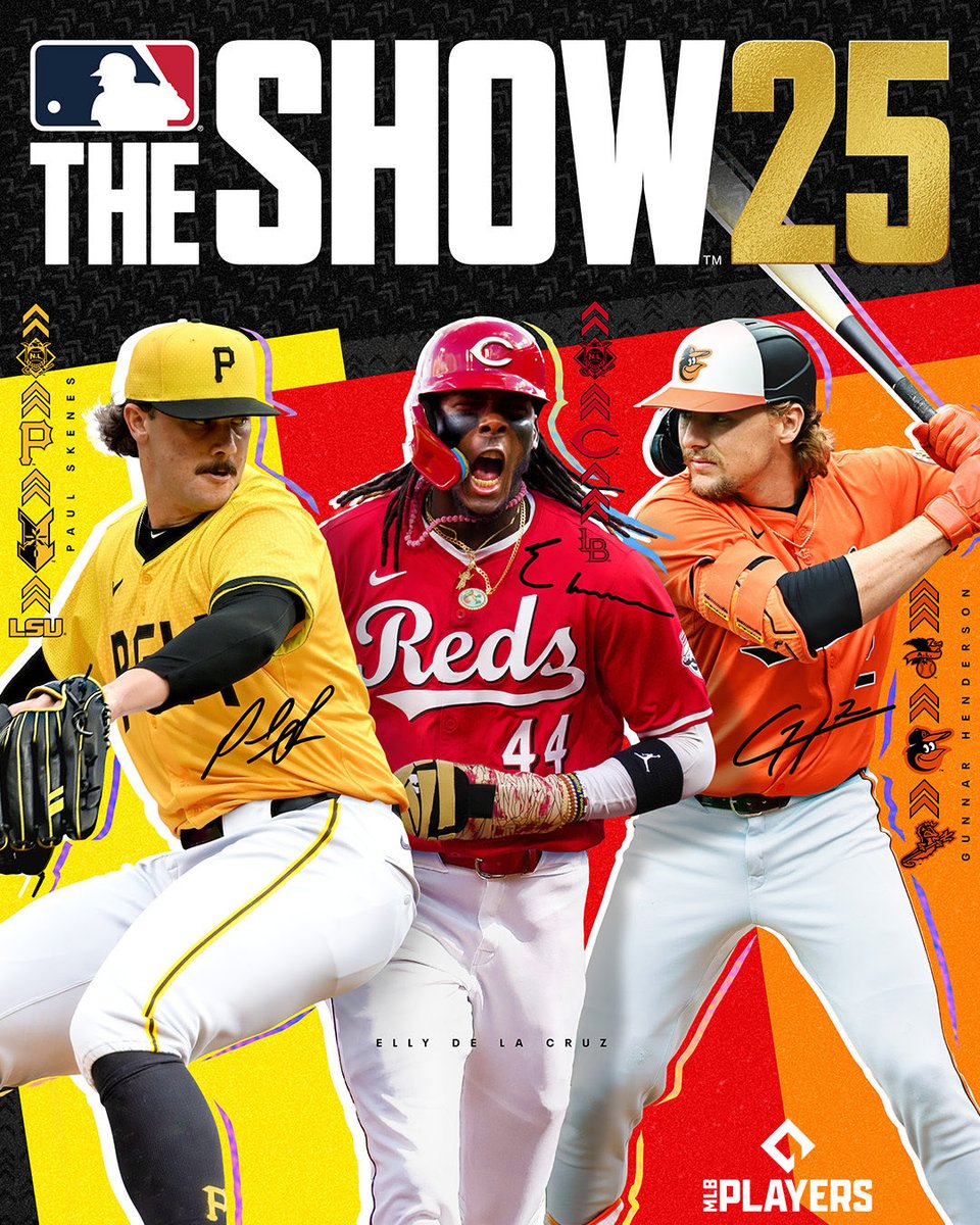 The official MLB The Show 25 cover featuring Paul Skenes, Elly De La Cruz and Gunnar Henderson

(via <a href="/MLB/">MLB</a>)