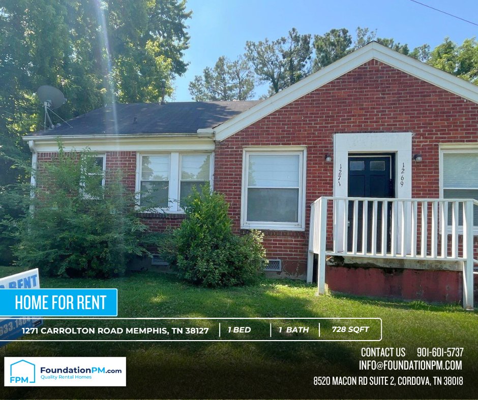 Foundation_PM's tweet photo. 🏡 Immediate Move-In Available! 🏡
This newly renovated home won't last long!
✨ ZERO Security Deposit required for qualified applicants. ✨
💥 Appliance Package Available
🧺 Washer/Dryer hook-up
❄️ Central Air/Heat Available
📍 1271 Carrolton Avenue, Memphis, TN https://t.co/ZU2AhjBf7D