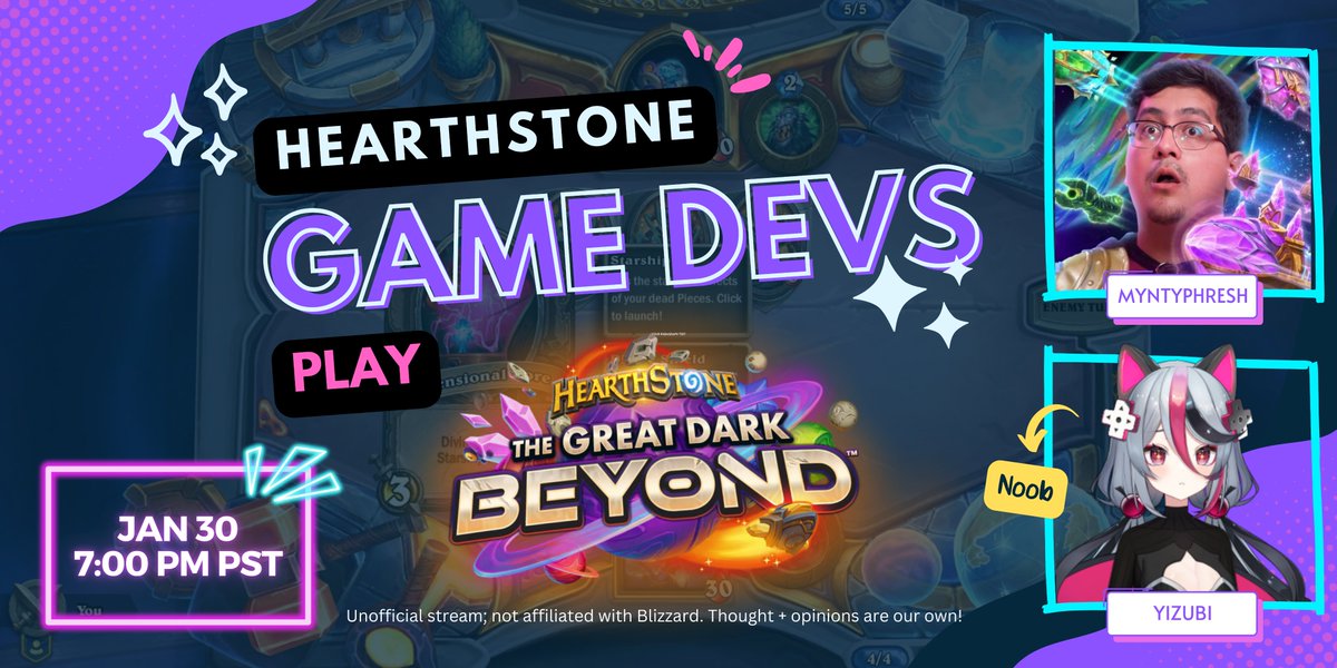 Gasp!! Last-minute stream?? 🫣

Playing some Hearthstone with @MyntyPhresh this Thursday as a celebration for the Heroes of StarCraft miniset release!! Maybe I'll see you there?🥹

P.S. I'm not very good, please don't judge...

📅 Jan 30 | 7PM PST

#Vtuber #Hearthstone