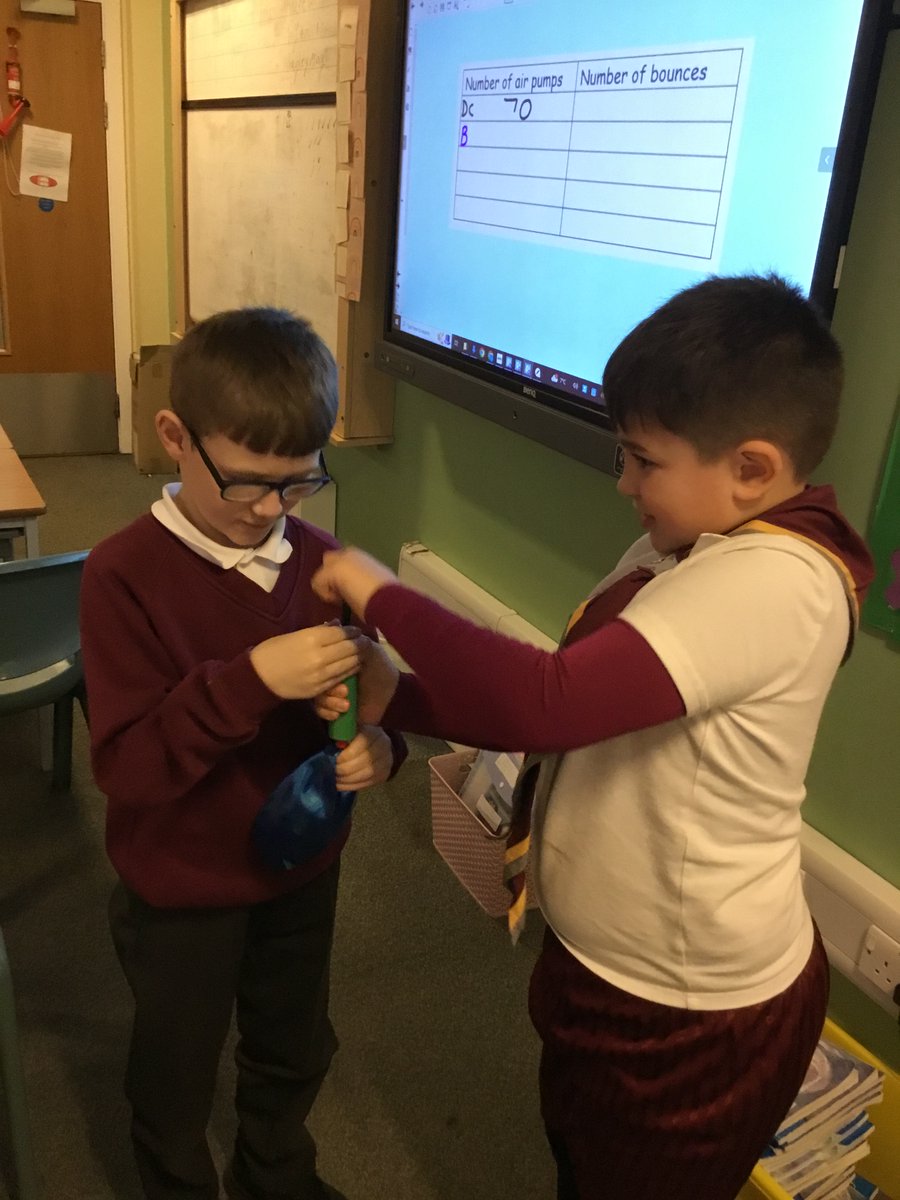 RimroseHope's tweet photo. 3/4J investigated today if the amount of air in a ball changes the amount of times it will bounce. We rally enjoyed this investigation.#ScienceatRimrose https://t.co/XmXtiNL2tg