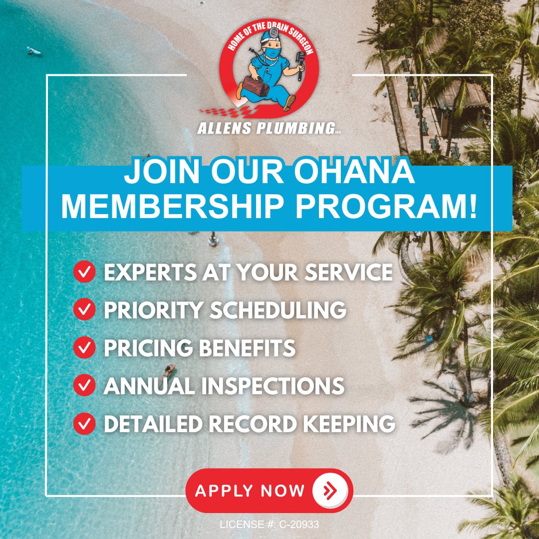 allensplumbing3's tweet image. 🌺 Join the Ohana Membership Program at Allen's Plumbing! 🌺

Enjoy exclusive benefits tailored just for you! As a member, you’ll receive great savings, priority service, and peace of mind for all your plumbing needs.

#PlumbingSavings #PriorityService #allensplumbinghawaii