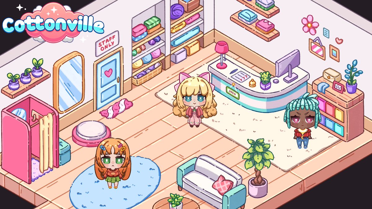 Our cozy atelier is about to open its doors to all fashion enthusiasts!

Cottonville is nearing the final stages of development. The game bridges the gap between dress-up and farming games, presented in an adorable chibi anime style ❤️