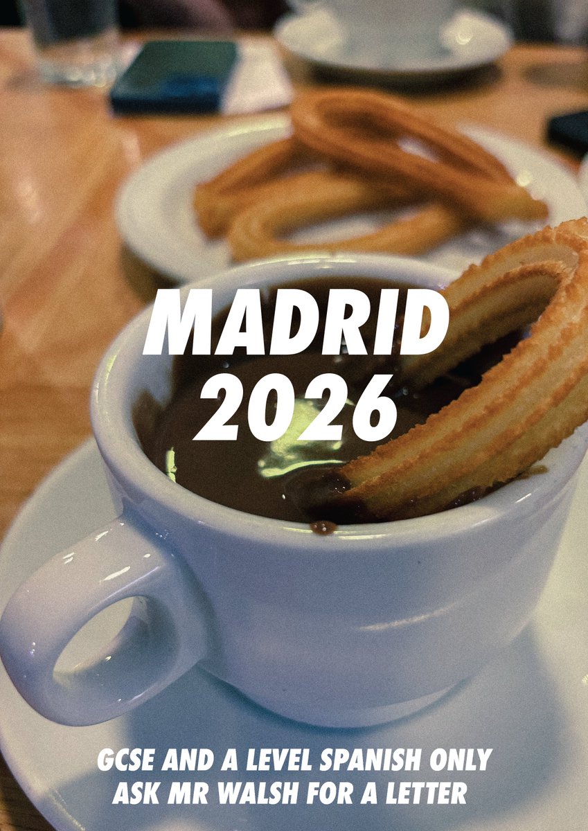 𝗢𝗹𝗹𝗶𝗲𝗠𝗙𝗟 (@olliemfl) on Twitter photo The Madrid trip 2026 is now open for years 10, 11 and Sixth Form <a href="/chepstowschool/">Chepstow School</a>. Places are going quick so don't miss out! Expect visits to the Prado, Reina Sofía, Santiago Bernabéu, a tapas tour, Plaza Mayor, Retiro park, a flamenco workshop, Chocolatería San Ginés & lots more. The Madrid trip 2026 is now open for years 10, 11 and Sixth Form <a href="/chepstowschool/">Chepstow School</a>. Places are going quick so don't miss out! Expect visits to the Prado, Reina Sofía, Santiago Bernabéu, a tapas tour, Plaza Mayor, Retiro park, a flamenco workshop, Chocolatería San Ginés & lots more.