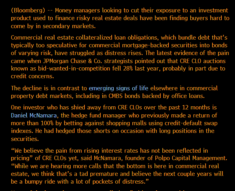 doggedtenacity's tweet photo. Hedge Fund Manager McNamara Avoiding CRE CLOs Shows Pain Ahead By Neil Callanan and Scott Carpenter #CMBS #CRECLO #CRE #CMBX cc @danjmcnamara https://t.co/Wa8Chu4eb9