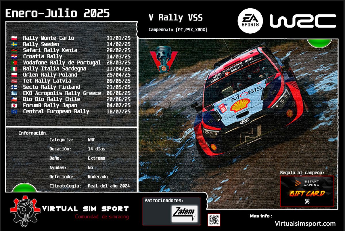 VirtualSimSport's tweet image. Proximo campeonato  EA WRC  mas info: virtualsimsport.com