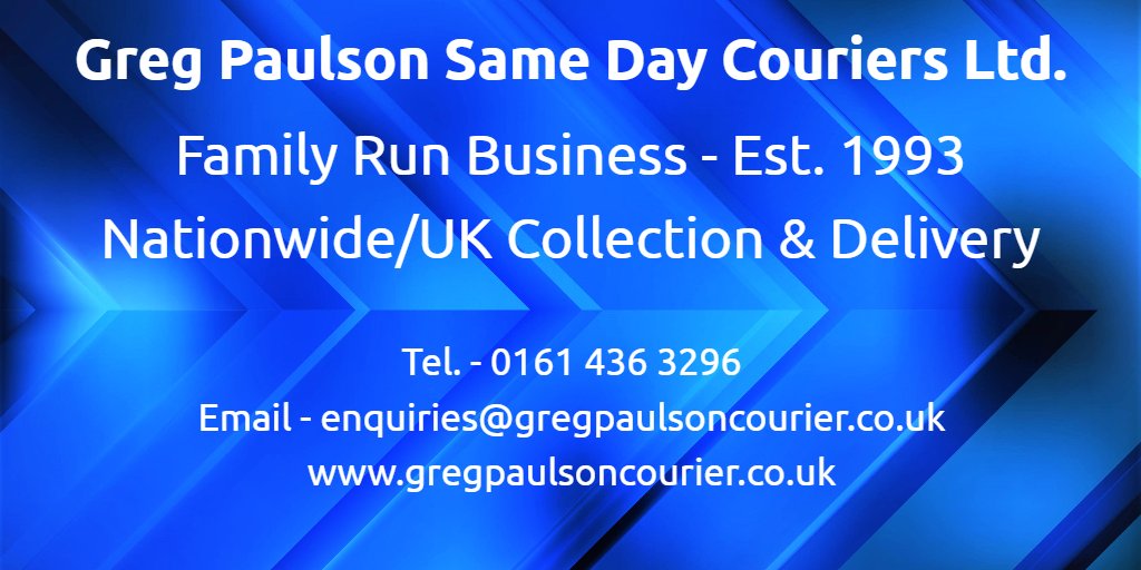 PaulsonCouriers's tweet image. With over 31 years of experience as a family-run #business, we have built a reputation as one of the best &amp;amp; most reliable same day #courierservices in #Manchester and beyond.

Call us for quotes 0161 436 3296 or email enquiries@gregpaulsoncourier.co.uk
gregpaulsoncourier.co.uk