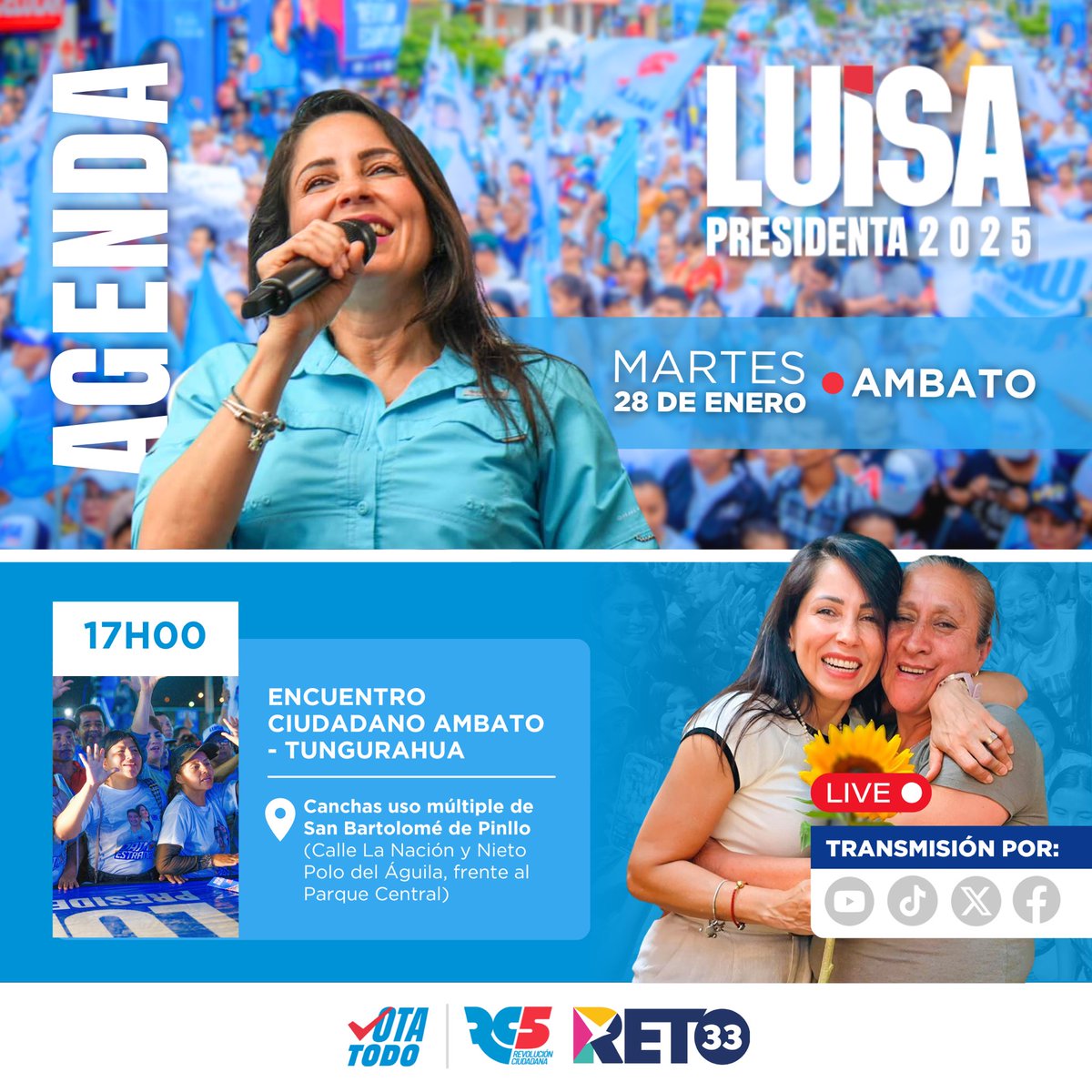 📍¡AMBATO los invito hoy a este encuentro ciudadano!

#LuisaPresidenta 
#RevivirEcuador🇪🇨