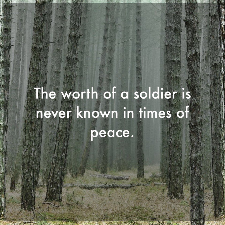 BetterThghts's tweet photo. The worth of a soldier is never known in times of peace. https://t.co/Hr8IiYD13a