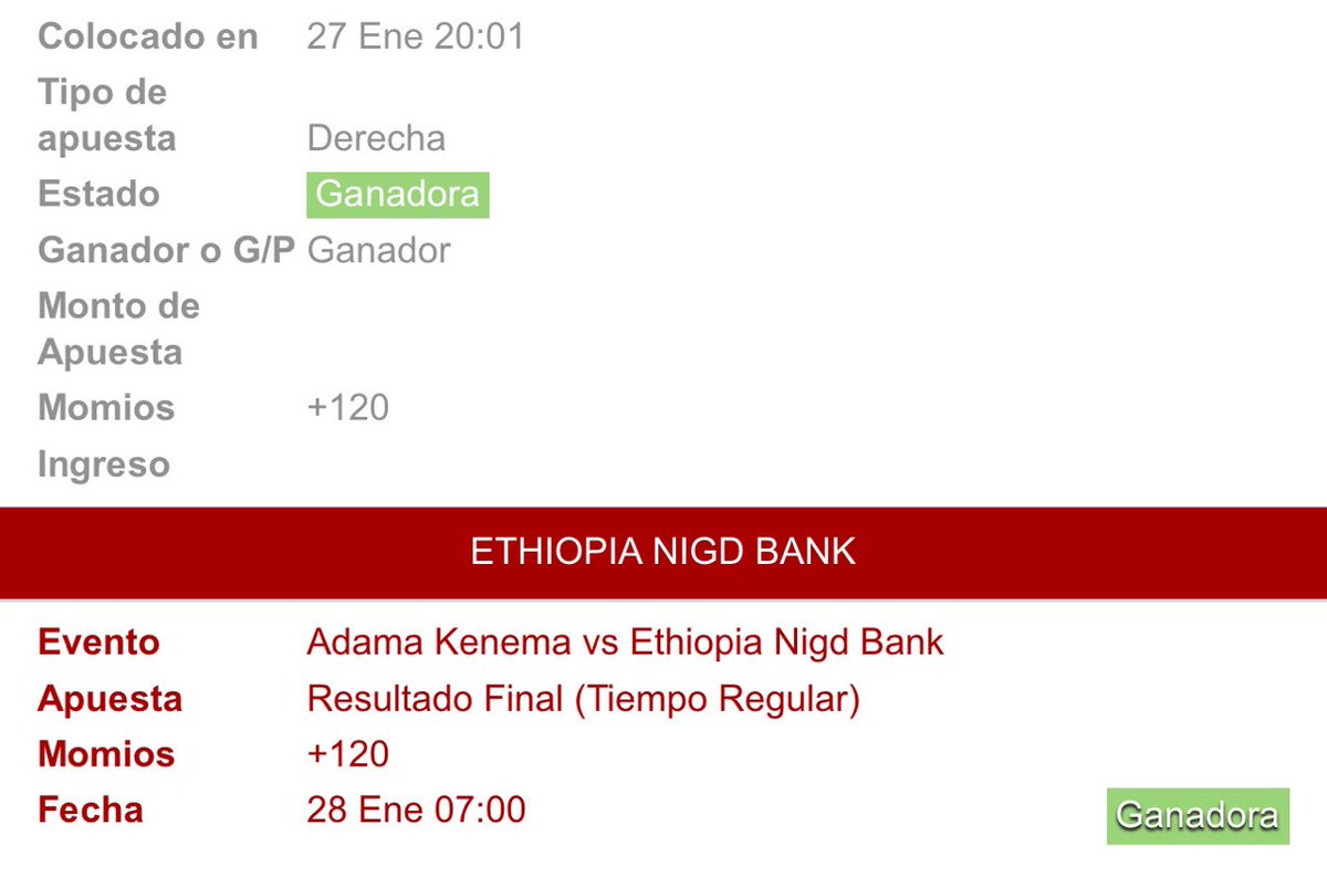 AlexisVilla04's tweet photo. GANAMOS🔥✅

Adama City vs Ethiopia Nigd Bank🇪🇹 Ethiopia Nigd Bank ML (0 - 2)

Cobramos, Cobramos, Cobramos🤑

❗️SEGUIMOS EN ESA BUSQUEDA DE MANEJAR ABSOLUTAMENTE TODOS LOS CONTINENTES, ESTOY PENSANDO POR LAS TARDES ENTRAR EN SUDAMERICA❗️

Tenemos una meta y esperemos mas pronto que tarde poderla cumplir

Enhorabuena🥳