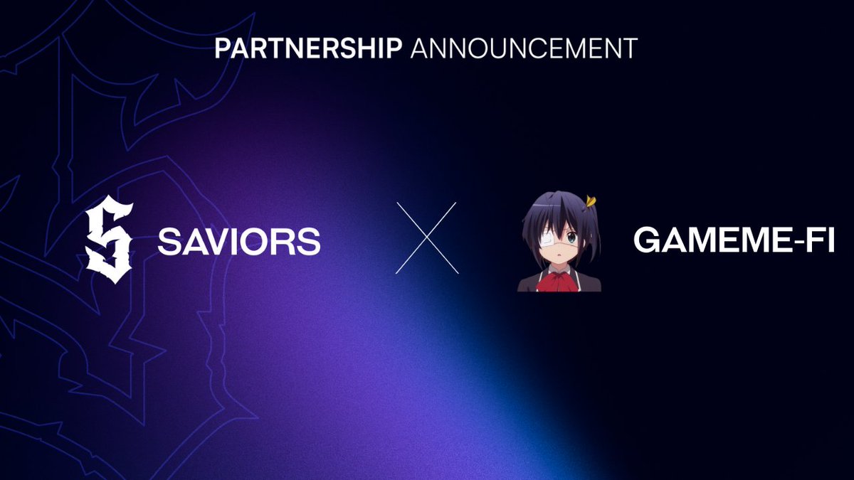Saviors 🧩 (@saviorsweb3) on Twitter photo Collaboration Announcement
We're glad to announce our collaboration with <a href="/GamemeFi_Token/">Gameme-Fi</a>! They are revolutionizing the intersection of GameFi!
• Official partners: Collaborations with industry leaders such as <a href="/AimonicaBrands/">Aimonica 🩵 🫧</a> (partnered with <a href="/animocabrands/">Animoca Brands</a>), <a href="/NUTZcoin/">NUTZ Coin</a>, Collaboration Announcement
We're glad to announce our collaboration with <a href="/GamemeFi_Token/">Gameme-Fi</a>! They are revolutionizing the intersection of GameFi!
• Official partners: Collaborations with industry leaders such as <a href="/AimonicaBrands/">Aimonica 🩵 🫧</a> (partnered with <a href="/animocabrands/">Animoca Brands</a>), <a href="/NUTZcoin/">NUTZ Coin</a>,