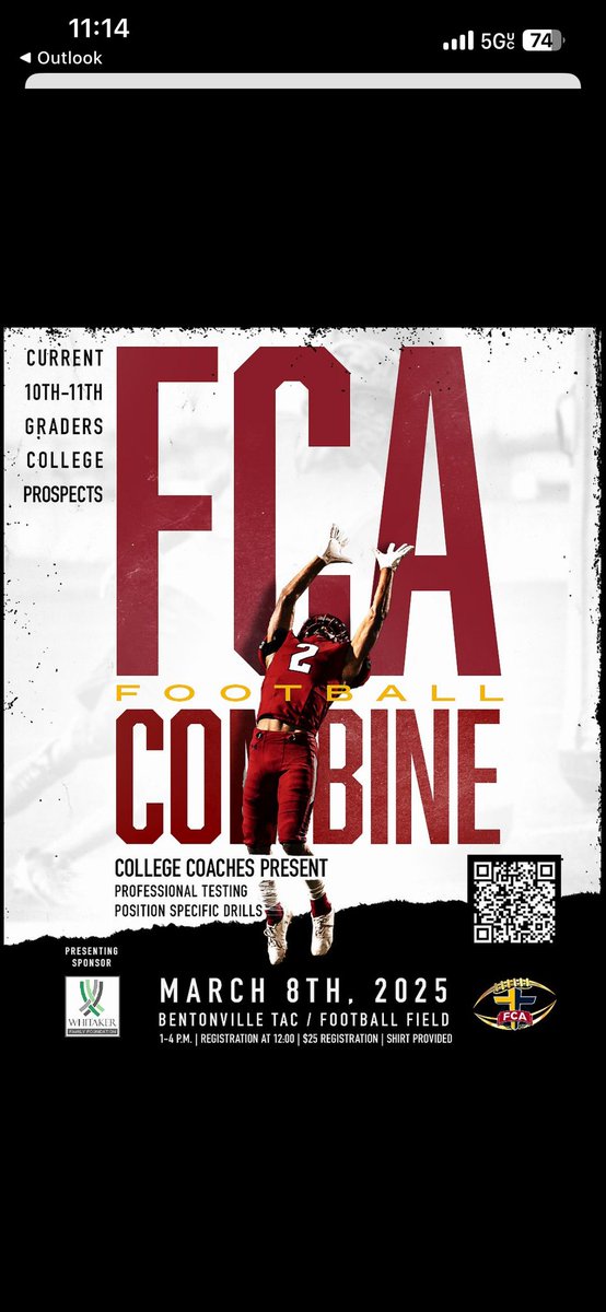 KC Varsity Combines (@varsitycombine1) on Twitter photo We are proud to announce that we have teamed up with @fca_nwacombine and <a href="/FcaNwa/">NWA_FCA</a> to host their 1st combine.
Verified testing⏱️
Verified measurables 🧐
Laser 40's🔥
Indie drills👀
1v1's 💪
See you March 8th!
Get registered today!
<a href="/HuckebaJeb/">Jeb Huckeba</a> <a href="/BVilleCoachCoon/">Dustin (Coach Coon)</a> We are proud to announce that we have teamed up with @fca_nwacombine and <a href="/FcaNwa/">NWA_FCA</a> to host their 1st combine.
Verified testing⏱️
Verified measurables 🧐
Laser 40's🔥
Indie drills👀
1v1's 💪
See you March 8th!
Get registered today!
<a href="/HuckebaJeb/">Jeb Huckeba</a> <a href="/BVilleCoachCoon/">Dustin (Coach Coon)</a>