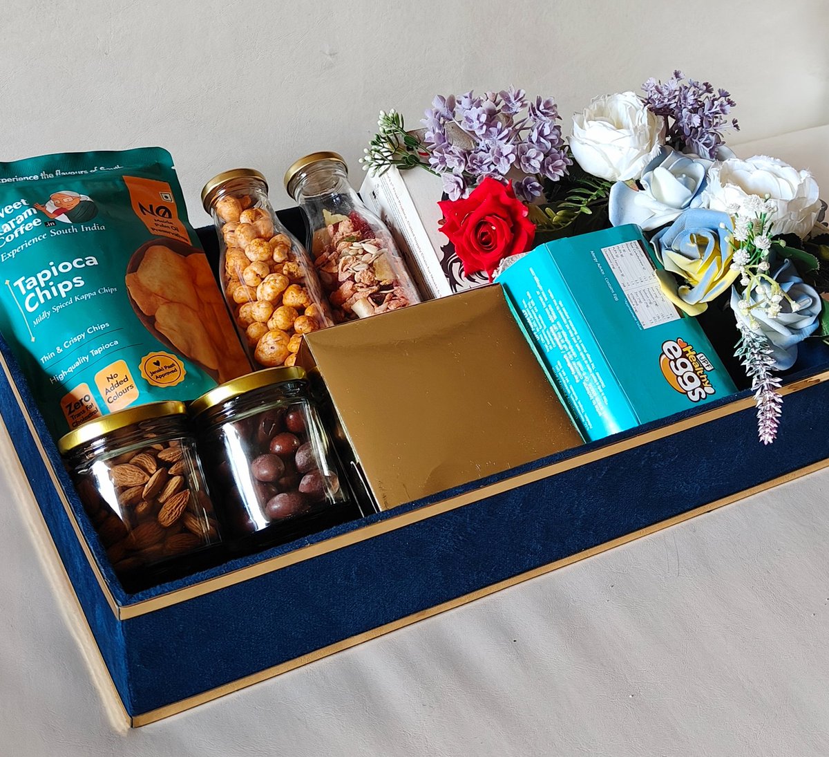 Customised Healthy hamper curated for <a href="/KaranVeerMehra/">Karan Veer Mehra</a> 💙

Love from <a href="/SimranK20852420/">Simran</a> 💕