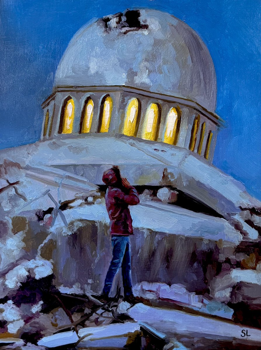 Maghrib in Gaza, a new oil painting