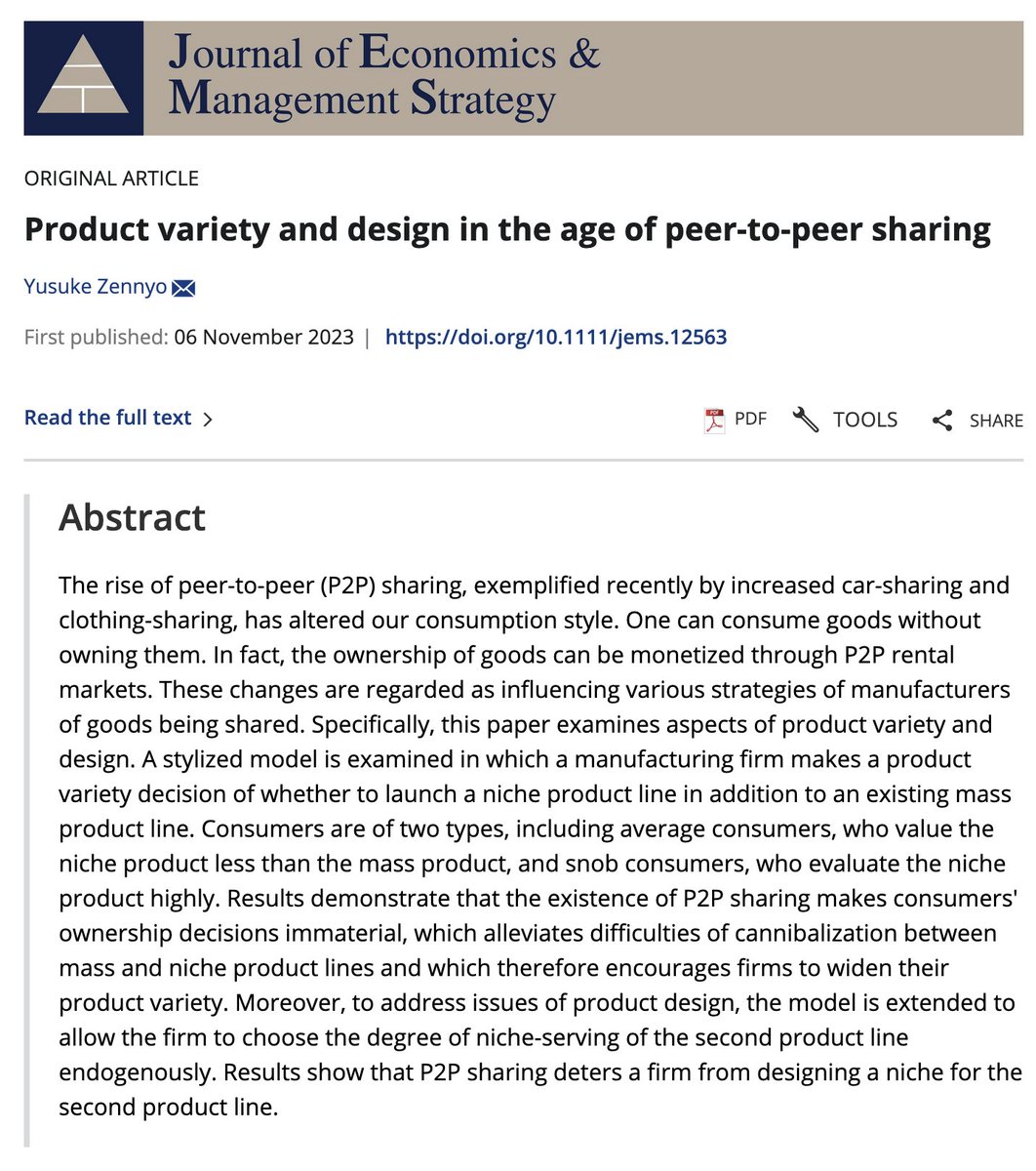 Journal of Economics and Management Strategy tweet media