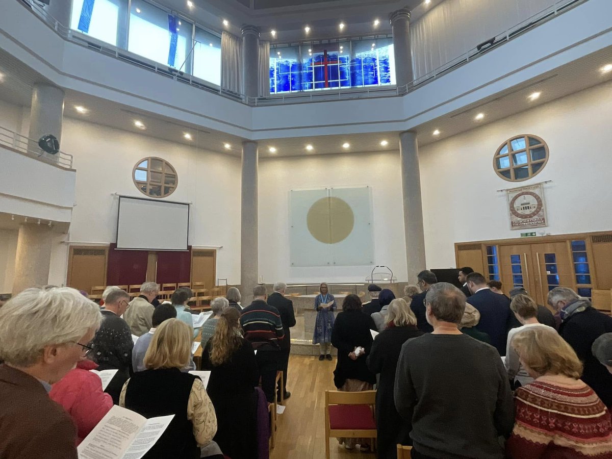 Due to storms we met at Christ the Cornerston for Holocaust Memorial Day &amp; people of various faiths  &amp; cultures heard readings &amp; experiences of the holocaust, &amp; lit 80 candles for the 80th anniversary of the liberation of Auschwitz-Birkenau. Then we shared our thoughts over tea.