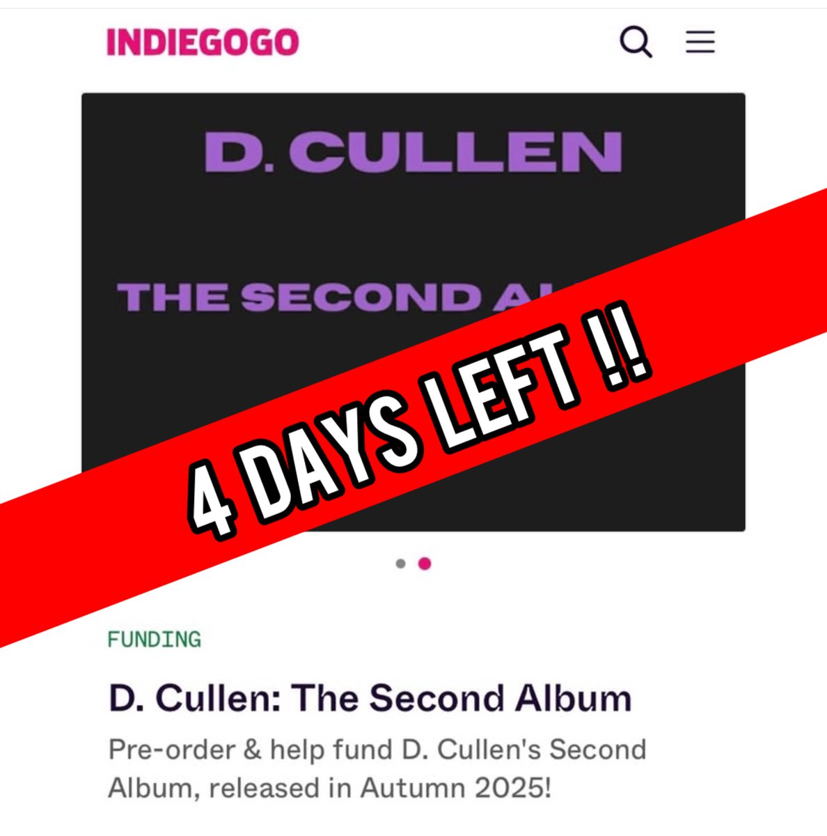 4 Days Left of my Pre-Order campaign on IndieGogo! Album 2 is flying in! Make sure you get yours pre-ordered before Friday to avoid disappointment 💿
indiegogo.com/projects/d-cul…