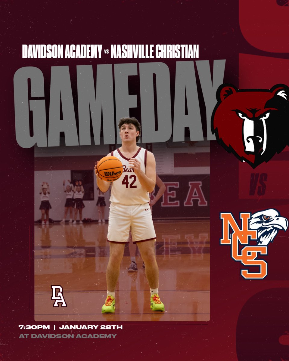 GAMEDAY!

🆚 Nashville Christian
📌 Davidson Academy
🕒V-7:30

(No JV Boys game)