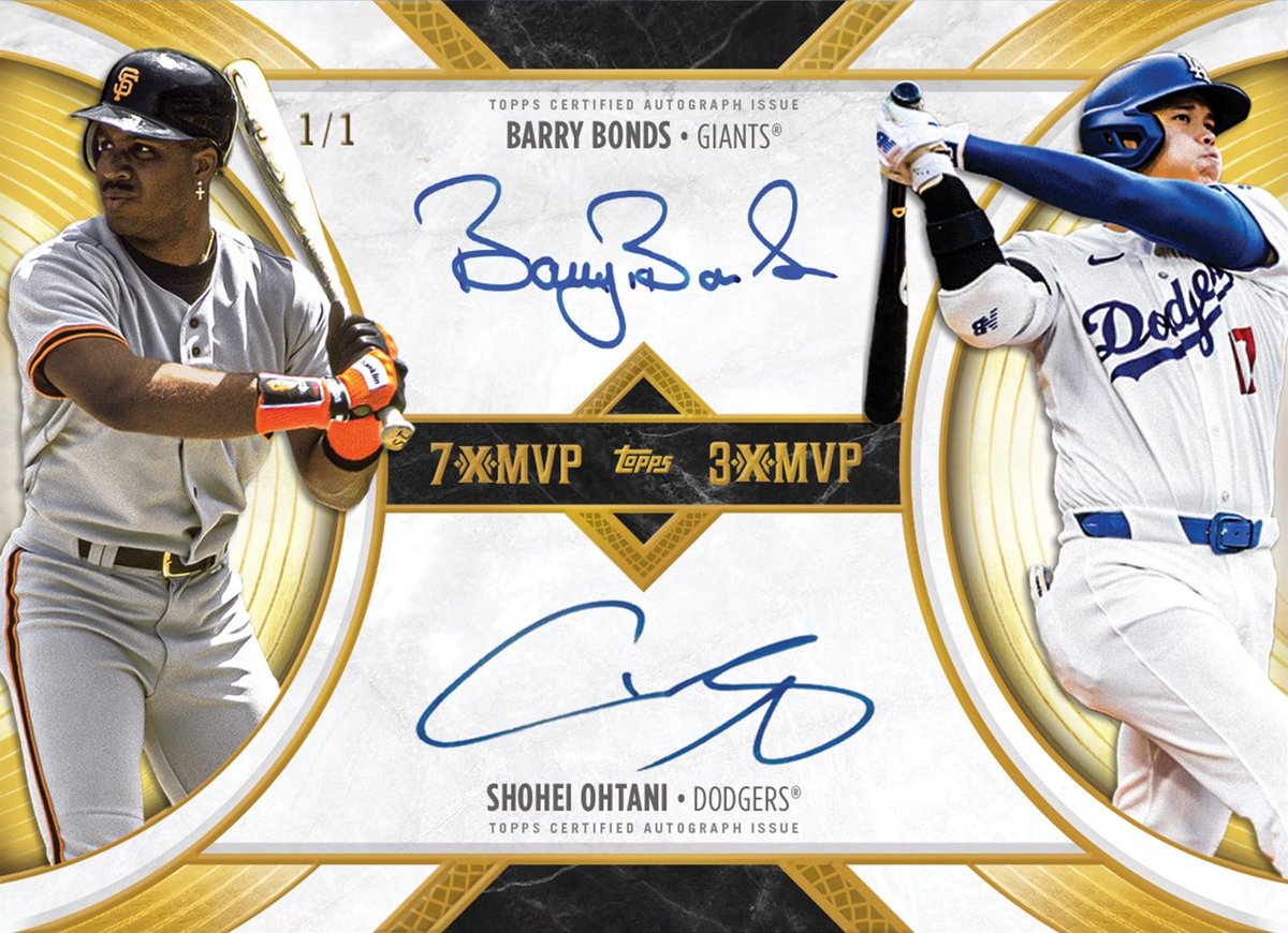 Topps will make the first ever Barry Bonds/Shohei Ohtani dual autograph card

(via <a href="/Topps/">Topps</a>)
