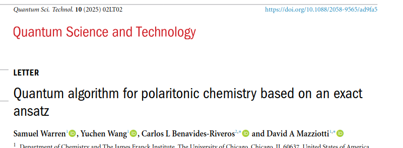 Can a quantum algorithm guarantee exact accuracy in polaritonic quantum chemistry? Yes! Check it out today in <a href="/QuantSciTech/">Quantum Science & Technology</a> : shorturl.at/rtnvc !