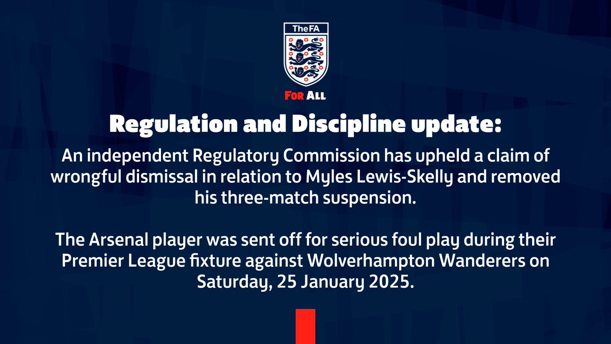 FAspokesperson's tweet image. Regulation and Discipline update on @Arsenal:
