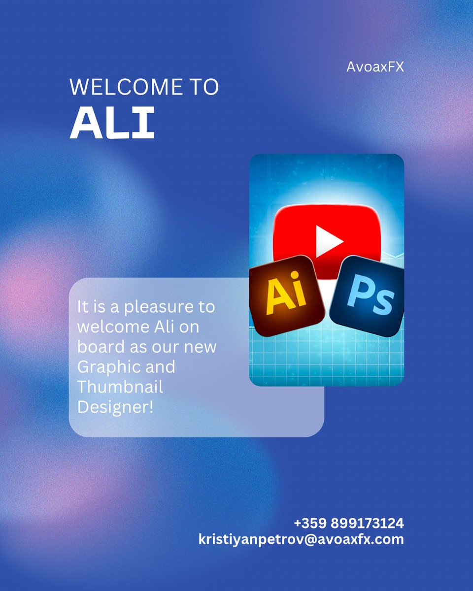 🎉 Excited to welcome <a href="/AliH72Design/">Ali Designer</a> to the AvoaxFX team as our new Graphic and Thumbnail Designer!

His creativity and attention to detail are already making waves, and we can’t wait to see the incredible designs he’ll bring to life. 🚀

Stay tuned for some stunning work! ✨