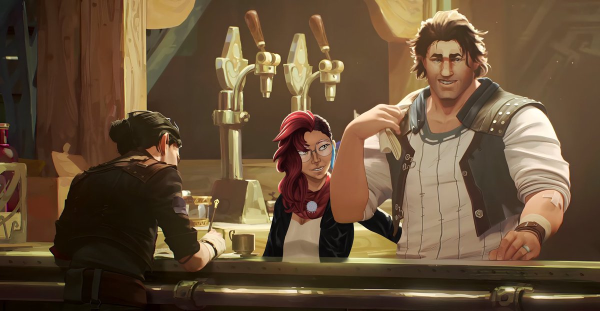 NikBarinova's tweet photo. “Not this lady. And not this song.”
“Ya got a problem with a girl jus’ havin’ a bit o’ fun, hound dog?”
“No, I- Ow! Liz!”
#Arcane #Vander #ArcaneOC #OCxCanon #VanderxOC https://t.co/9YrIYNejXH