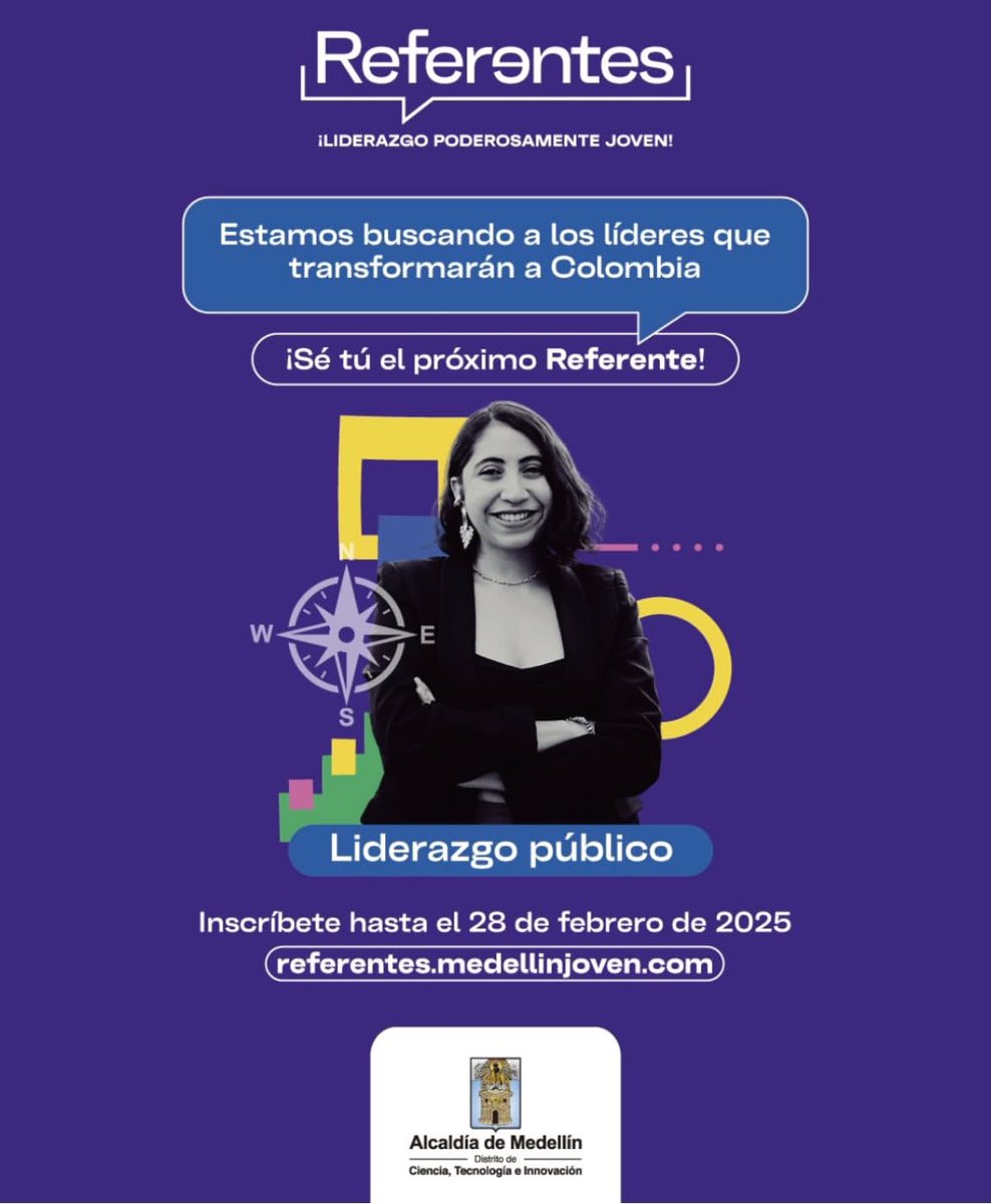 Si usted es joven, vive en Medellín, y le apasiona el servicio público, en la Alcaldía de Medellín lo estamos buscando para hacer parte del diplomado en liderazgo público: Referentes. Anímese y haga parte de los 50 jóvenes que transformarán a Colombia.🇨🇴

referentes.medellinjoven.com