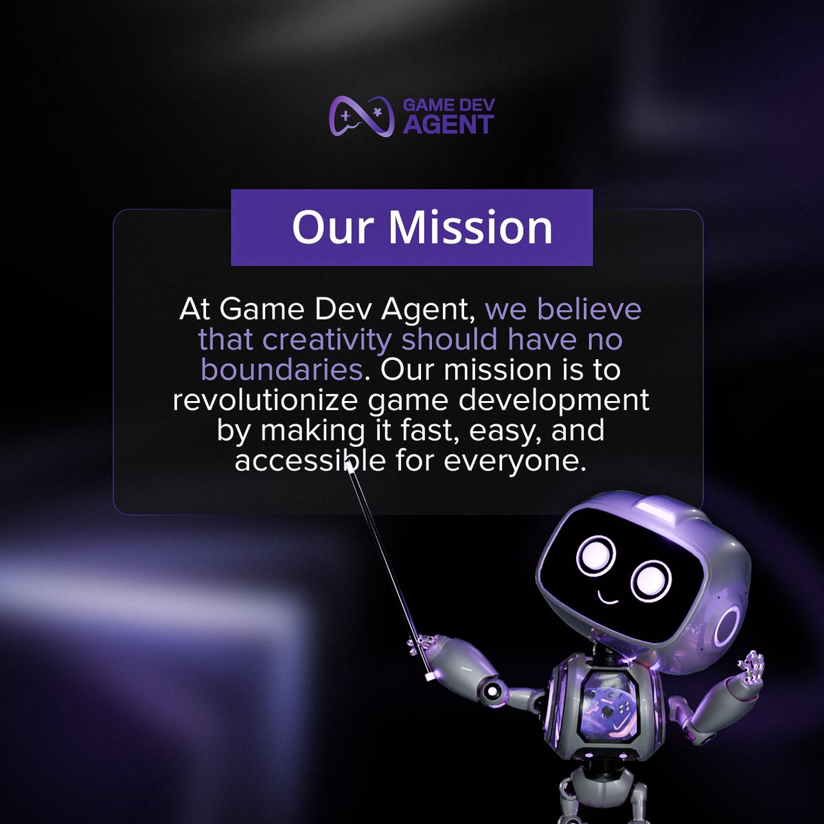 We believe that creativity should have no boundaries.⚡️

That’s why we’re making game development fast, easy, and accessible for everyone.  ✨

No barriers, just pure innovation and seamless creation. 🚀