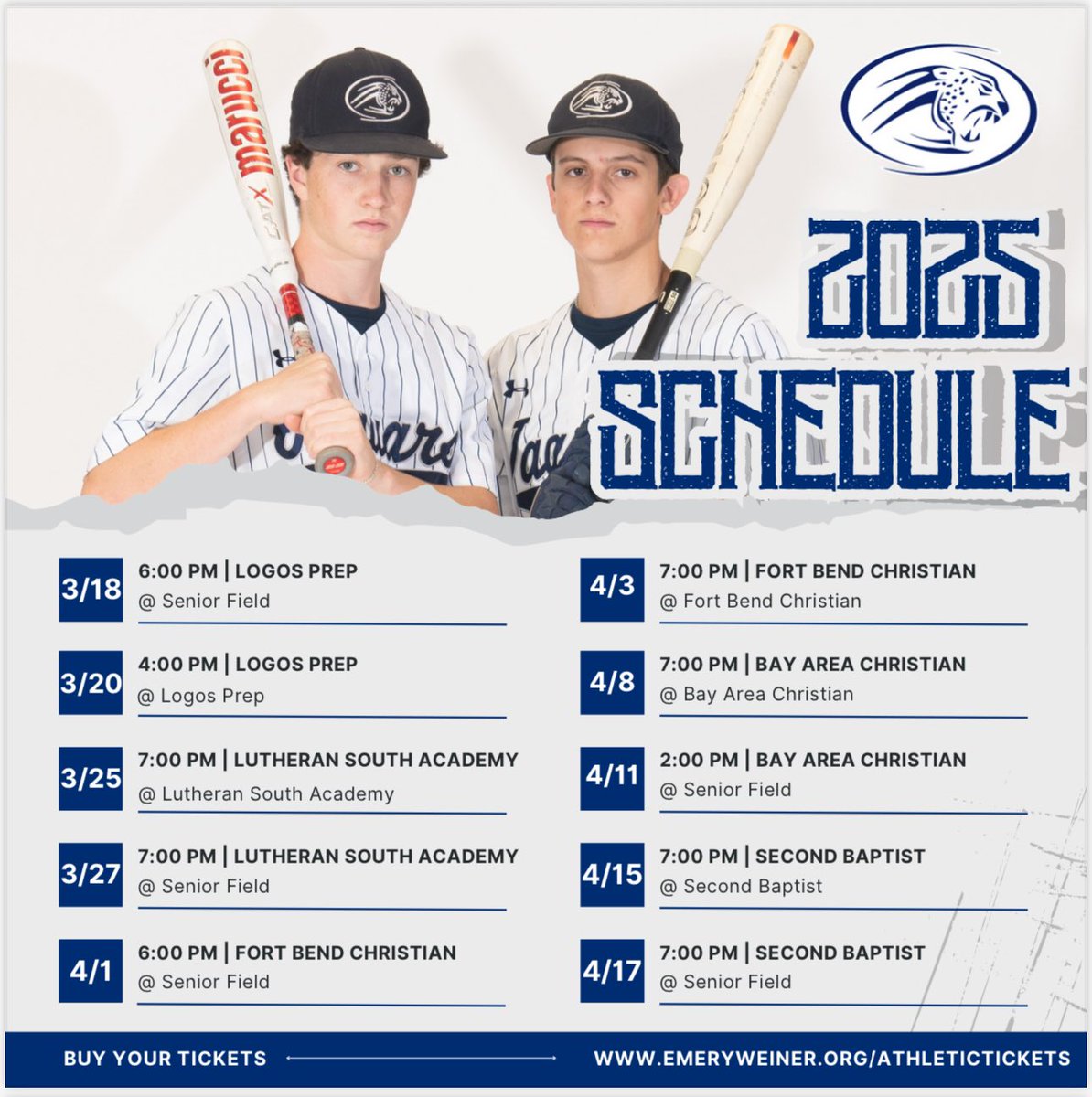 EmeryJags's tweet image. Emery Baseball 2025 Schedule

#ControlThePACE
