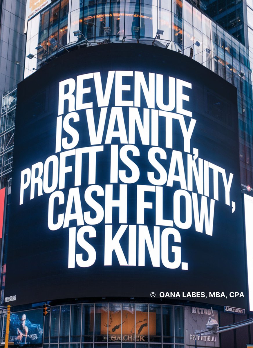 IAmOanaLabes's tweet image. Revenue is vanity. Profit is sanity. And cash flow is king.
You’ve heard it before, but here’s the problem:
Which cash flow is the King?
Because not all cash flow is created equal.
And if you’re not asking the right questions, you’re missing the point.
➡️ Download my 30-point…
