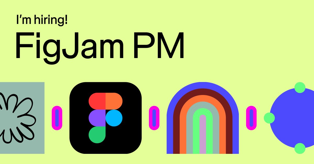 i'm hiring PMs at <a href="/figma/">Figma</a>!

on the lookout for a scrappy 0-1 PM with strong design chops to lead product for all of figjam 👀

if you're interested in building a product that redefines the future of collaboration &amp; taking FigJam to new heights, apply below + tag folks who'd be a