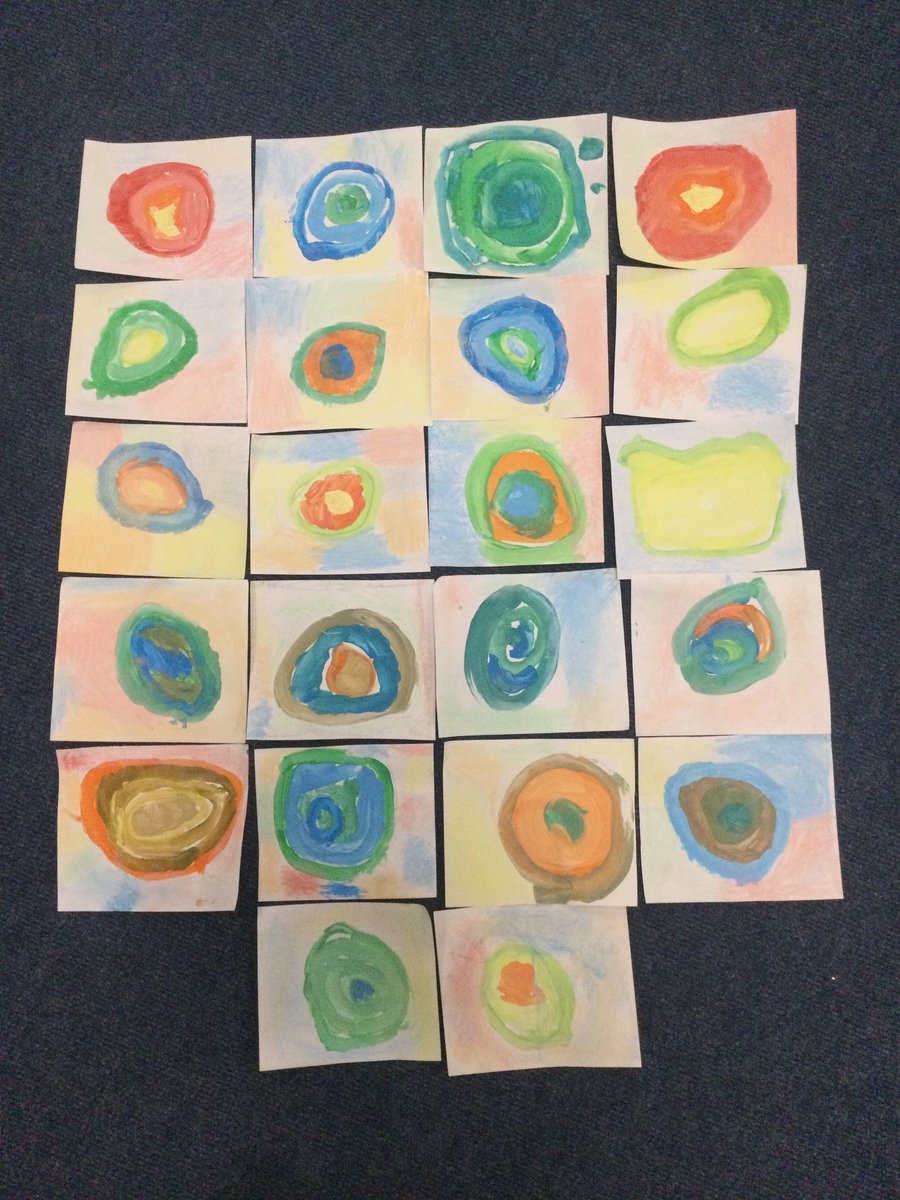 MissBarranSTM's tweet photo. We’ve been exploring the artwork of Kandinsky &amp; created our own planet paintings. We mixed colours to create different shades, painted in circular motions&amp;used chalk to blend&amp;smudge the backgrounds! Fabulous artwork everybody 👏🏼🌍🪐💫
#LoveLearnLive
#STMEYFS 
#STMArt https://t.co/Hy8sgl0nN8