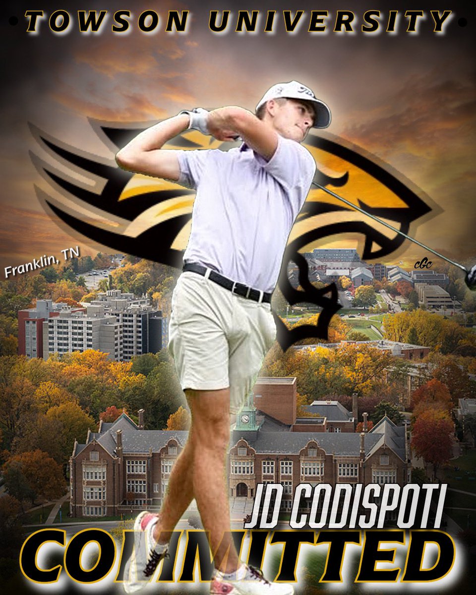 JD Codispoti (@jdcodispoti11) on Twitter photo Excited to announce my commitment to play Division 1 golf at Towson University! Thank you Coach Larkin for this amazing opportunity! <a href="/Towson_MGOLF/">Towson Men's Golf</a> <a href="/FHSAdmiralsGolf/">FHSAdmiralsGolf</a> Excited to announce my commitment to play Division 1 golf at Towson University! Thank you Coach Larkin for this amazing opportunity! <a href="/Towson_MGOLF/">Towson Men's Golf</a> <a href="/FHSAdmiralsGolf/">FHSAdmiralsGolf</a>