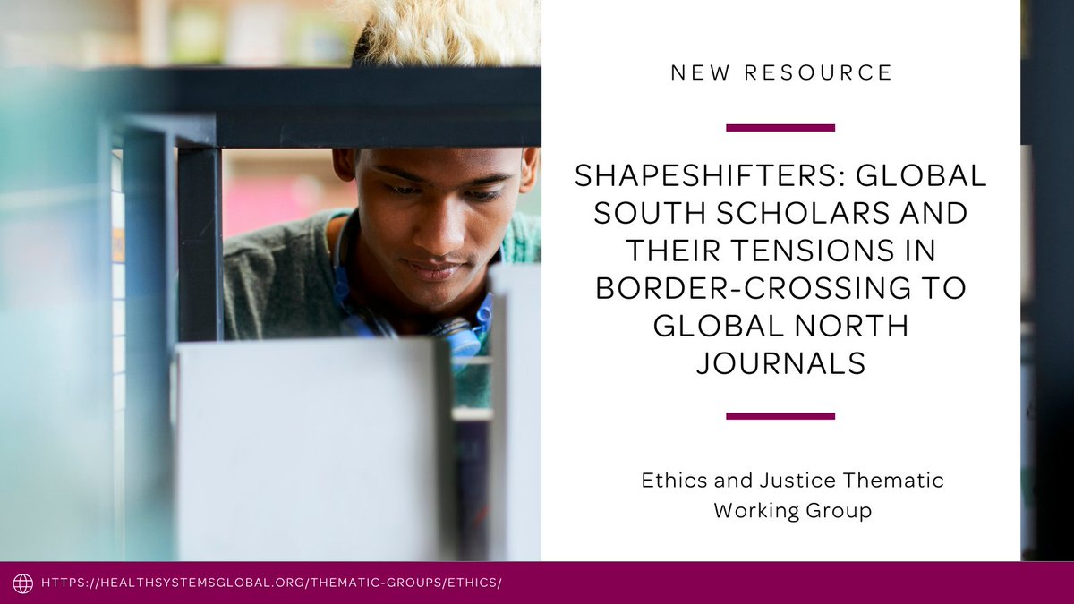 Pamoja (@pamojauk) on Twitter photo NEW! 📚
Global South authors struggle to publish in high-impact Global North journals, with Global North perspectives dominating & Global South scholarly interests suffer.
This study amplifies Global South authors’ voices on reasons for this phenomenon:
ethicsresource.ringsgenderresearch.org/resource/shape… NEW! 📚
Global South authors struggle to publish in high-impact Global North journals, with Global North perspectives dominating & Global South scholarly interests suffer.
This study amplifies Global South authors’ voices on reasons for this phenomenon:
ethicsresource.ringsgenderresearch.org/resource/shape…