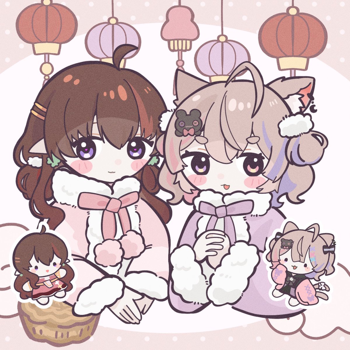 🎟️祝凪砂和步夢新年快樂🎟️，Vtuber事業順利，今年訂閱&amp;同接越來越多，財源滾滾來，並祝身體健康！🎉
過去一年多有得罪，請多多包涵！
希望今年各位都過得開開心心，節目更加精彩！

繪: こなごな (@\conagona_)
#人研畫展 #貓世繪