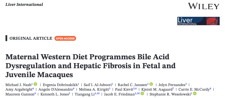 PRCUColorado's tweet photo. Congrats to Dr. Stephanie Wesolowski and her team on this incredible work on the effect of the #westerndiet and the effect on #liver in @LiverInt . @WileyGlobal @CUMedicalSchool @CUAnschutz @PASMeeting @SocPedResearch https://t.co/n1uY218rIm