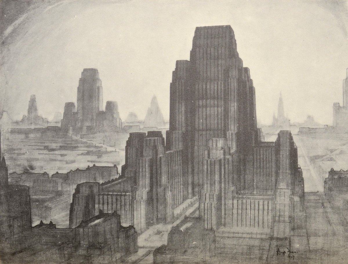 YIMBYLAND's tweet photo. Hugh Ferriss had the juice. 
Uniquely American. https://t.co/EYPDHgTL89