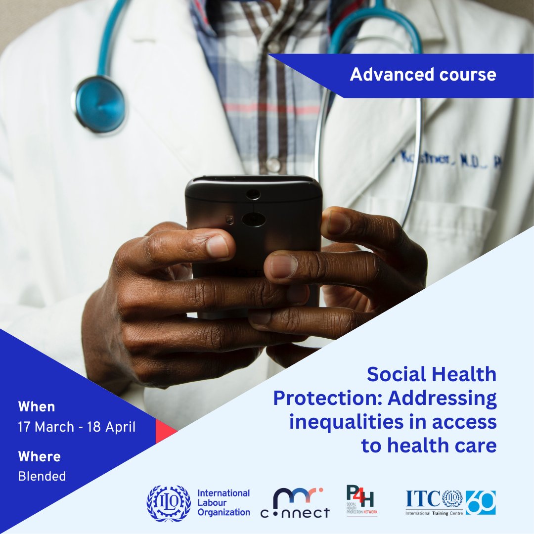 soc_protection's tweet image. Ready to deepen your expertise and make a real impact in achieving #UniversalHealthCoverage and #UniversalSocialProtection? Join the course on Social Health Protection by @ilo @P4HNetwork Connect and @ITCILO!

📅 17 Mar–18 Apr (Blended)
📩 Apply by 14 Feb: bit.ly/3CnXvUz