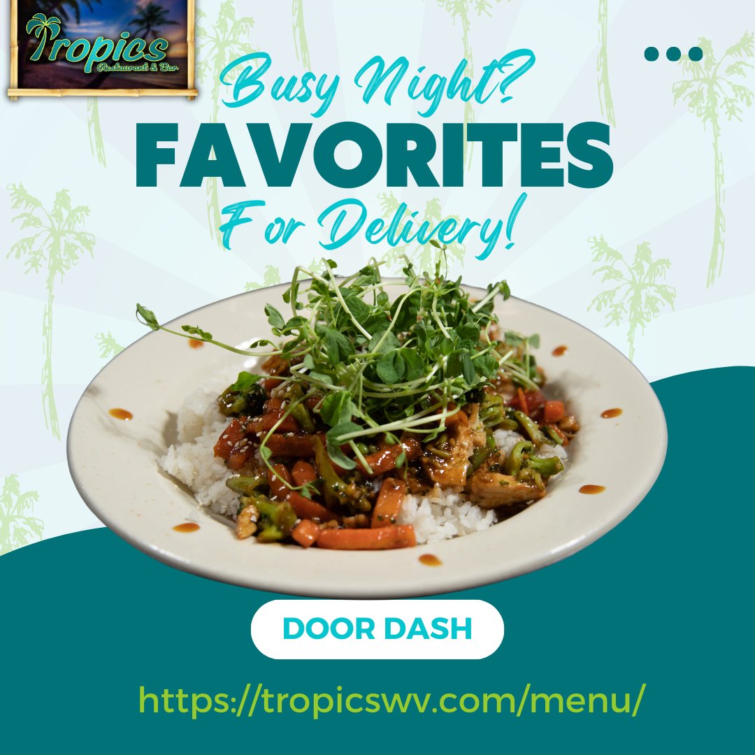 Why wait? Get your Tropics fix delivered right to your door! 🍴 Fresh food, fast delivery. #TropicsDelivery #DinnerMadeEasy #TropicalEats