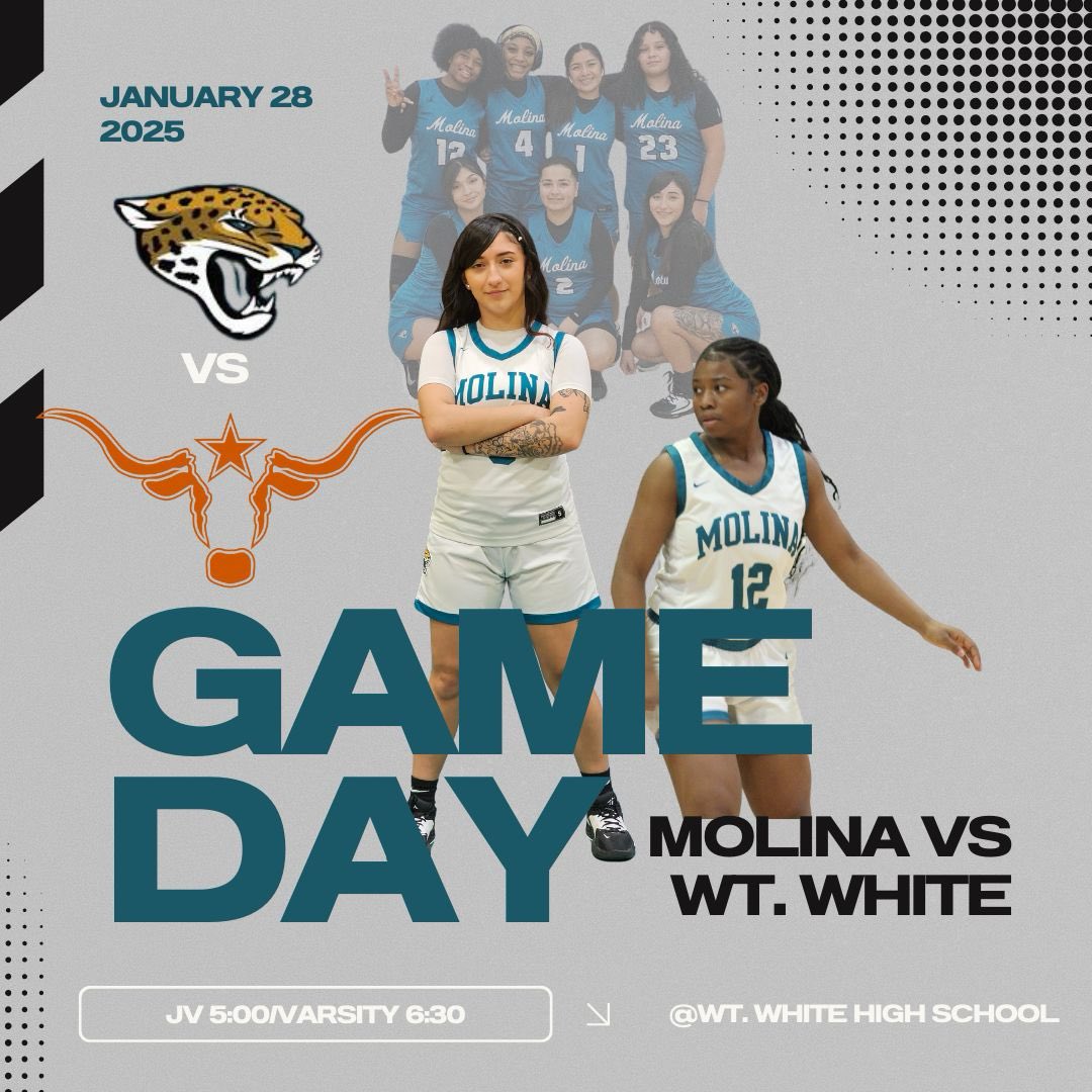 🏀 GAME DAY ALERT! 🏀

Your Molina Lady Jaguars are back in action as they hit the court for their 2nd district matchup!

📅 When: 1/28
🕒 Time: JV 5 P.M. Varsity 6:30 P.M.
📍 Where: W.T. White High School

Let’s bring the energy, show our support, and cheer them on to victory.